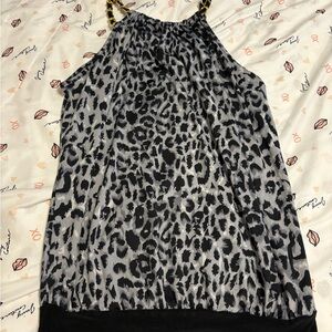 Leopard Print Women's Top with Chain Straps